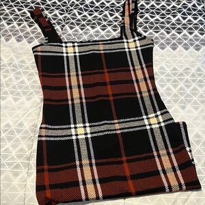SHEIN Black and Red Plaid Mini Dress